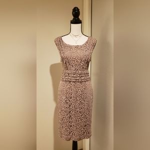 Eva Mendes Beige Cafe Lace Dress Size 10 M-L